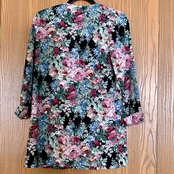VINTAGE MERYL FASHIONS LTD FLORAL OPEN FRONT CUFFED 3/4 SLEEVE BLAZER JACKET 8 - Picture 5 of 5